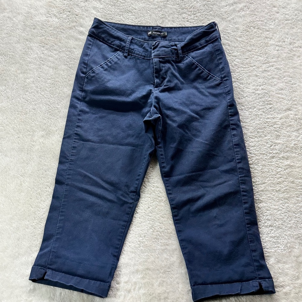 Lee Natural Fit Women's Cropped Pants Size 4 Medium Blue Mid Rise